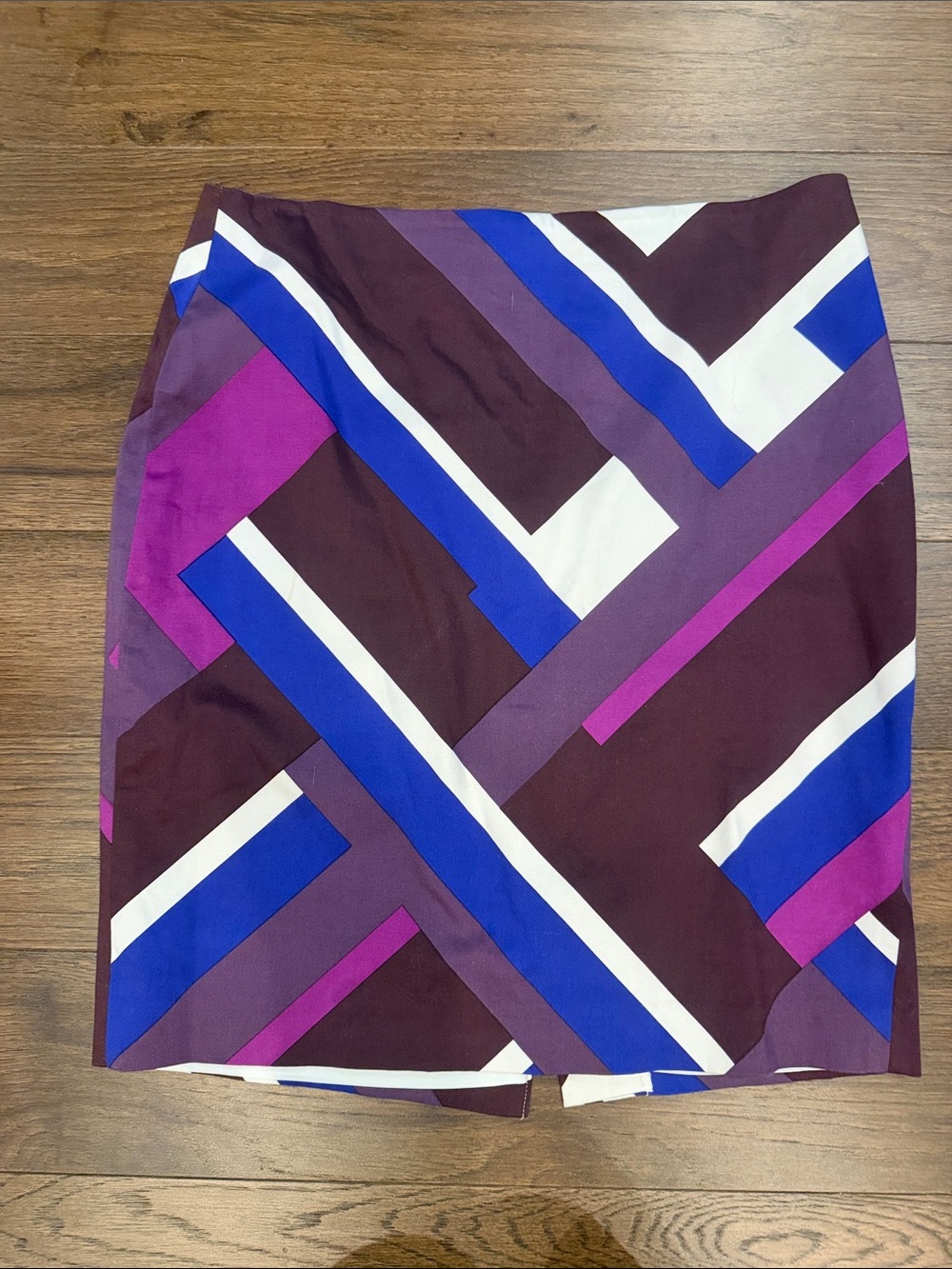 Ann Taylor Geometric Mini Skirt in Purple and Blue Size 12 Petite NWT - C60-008